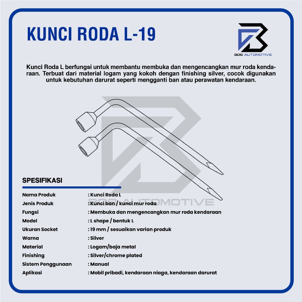 KUNCI RODA L HEX 19MM X 21MM KDR JAPAN PLUS CONGKELAN BAN MOBIL MOTOR - foto-produk-3
