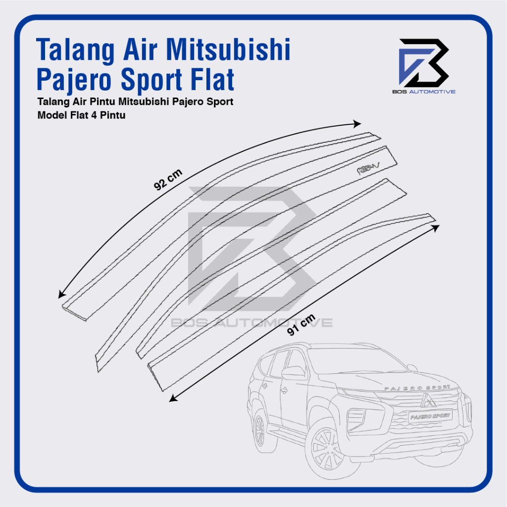 Talang Air Pintu Mobil Mitsubishi Pajero Sport 2008 â€“ 2014 Model Flat Rata 4 Pintu - foto-produk-2