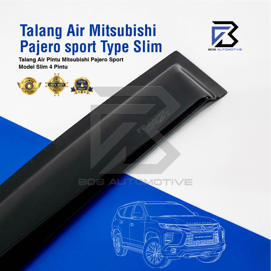 Talang Air Pintu Mobil Mitsubishi Pajero Sport 2008 â€“ 2014 Model Slim 4 Pintu