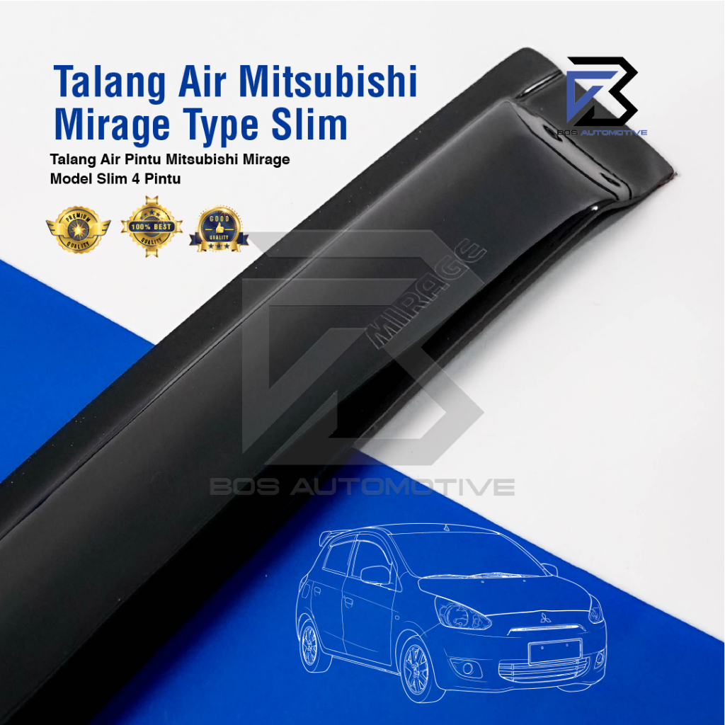 Talang Air Pintu Mobil Mitsubishi Mirage 2012 â€“ 2020 Model Slim 4 Pintu