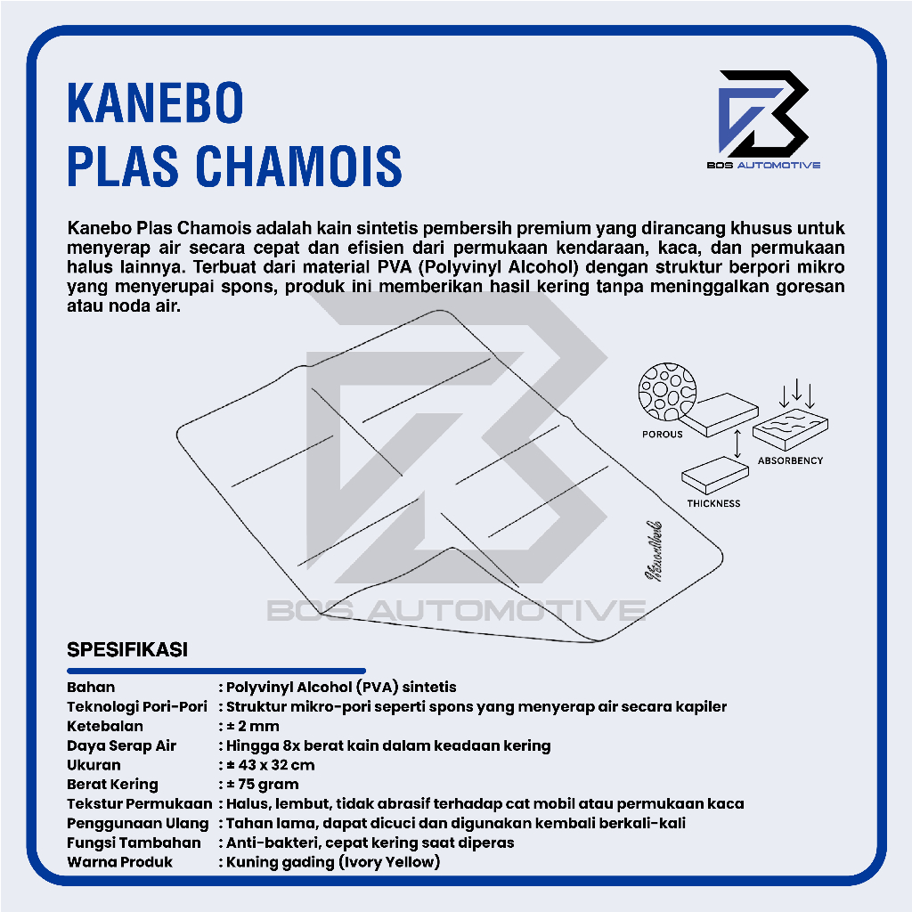Kain Lap Mobil / Lap Chamois / Synthetic Cloth California Kanebo Motor Ukuran Besar 43cm x 32cm Kain Lap Chamois Ukuran Besar Berserat Premium - foto-produk-4