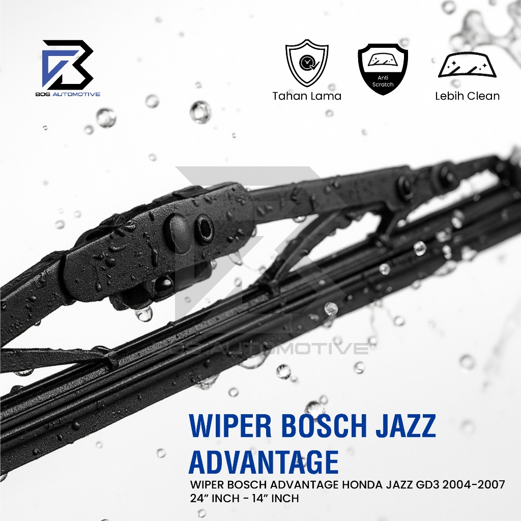 Wiper Blade BOSCH Advantage Besi Kipas Kaca Depan Mobil HONDA JAZZ GD3 2003 â€“ 2008 Frame Hook 24" - 14" Inch Original - foto-produk-1