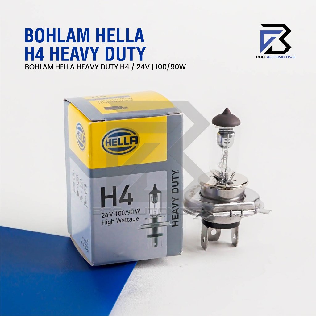 LAMPU HALOGEN HELLA H4 100/90W 24V LAMPU UTAMA MOBIL / TRUK ORIGINAL - foto-produk-1