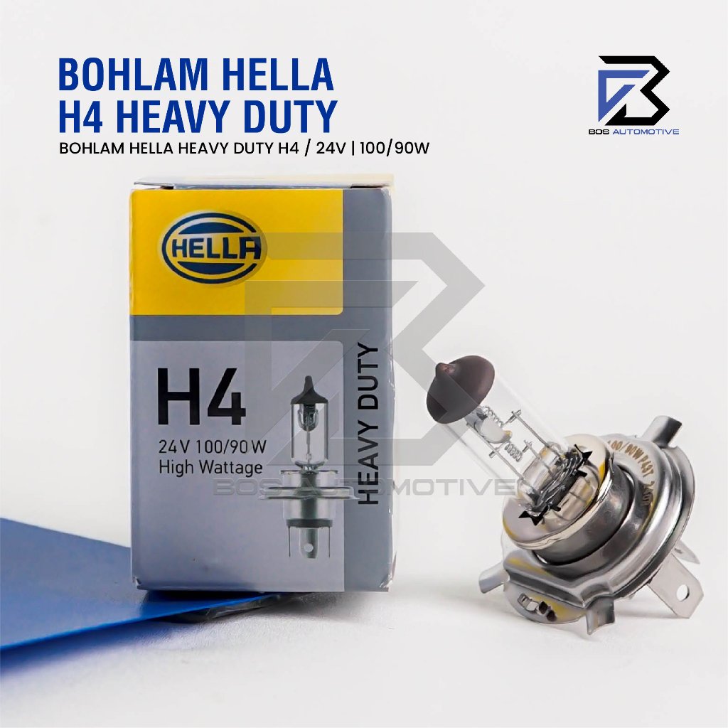 LAMPU HALOGEN HELLA H4 100/90W 24V LAMPU UTAMA MOBIL / TRUK ORIGINAL - foto-produk-4