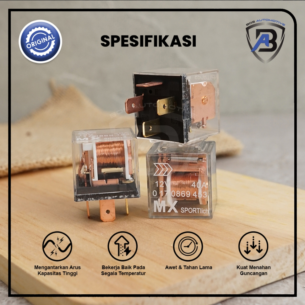 Relay MX Transparan Kaki 4 Pin 12V 40 Ampere Untuk Klakson Lampu Mobil Motor Original - foto-produk-1