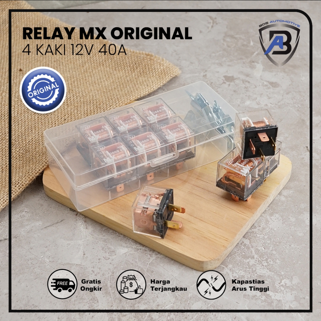 Relay MX Transparan Kaki 4 Pin 12V 40 Ampere Untuk Klakson Lampu Mobil Motor Original