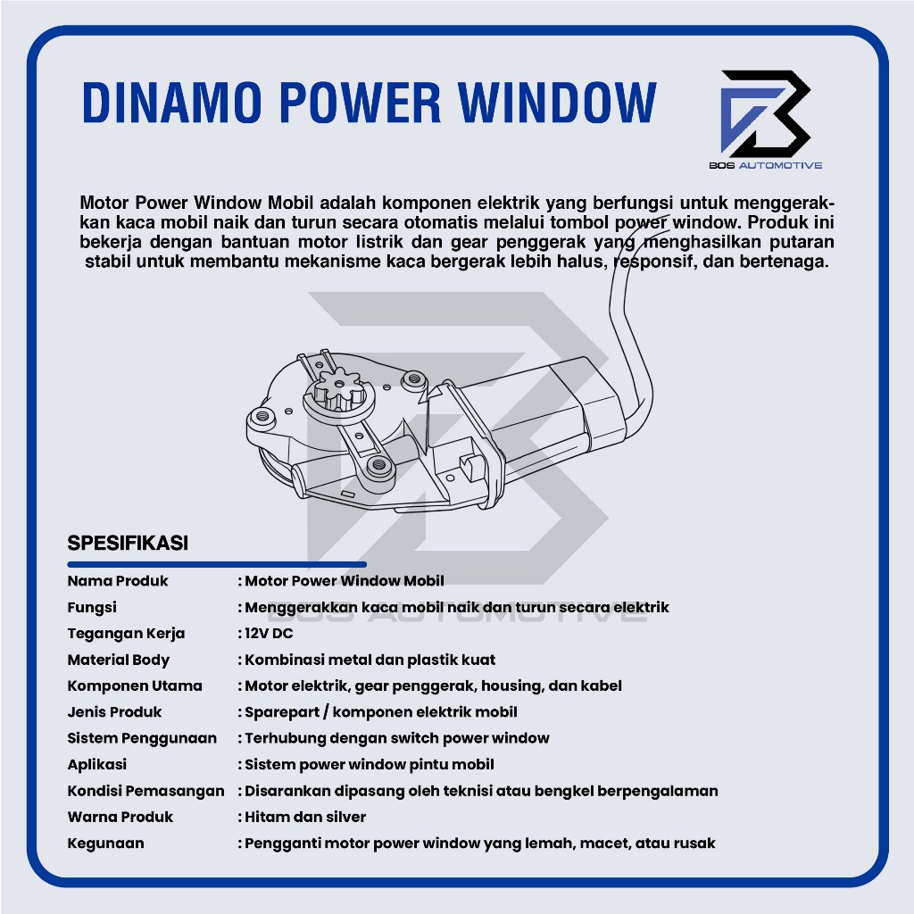 IZY Dinamo Motor Power Window Mobil 3 Baut Kanan Gigi 7 Japan Universal - foto-produk-2