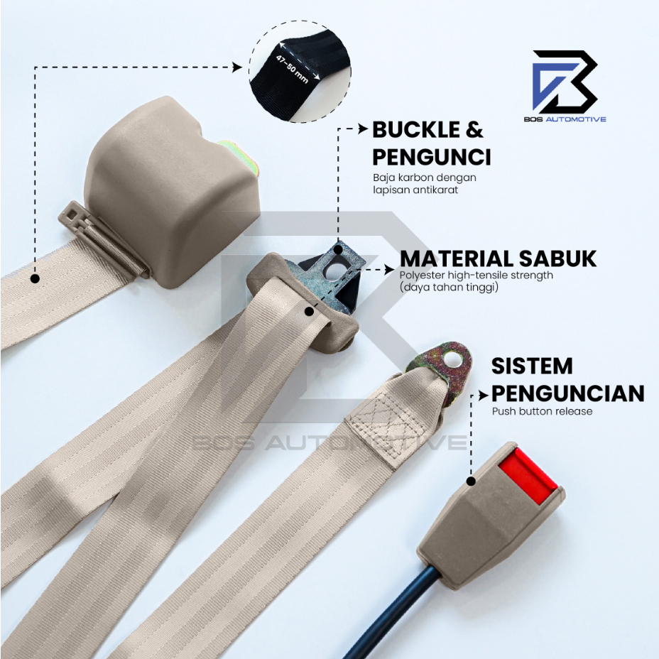 Sabuk Pengaman Mobil Safety Belt Otomatis Seat Belt Lubang 3 Point Mobil Universal - foto-produk-4