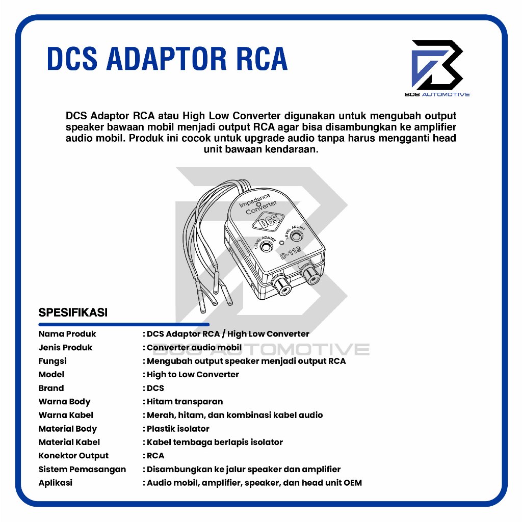 Adaptor RCA Audio / Impedance Conventor Rca High To Low Universal - foto-produk-2
