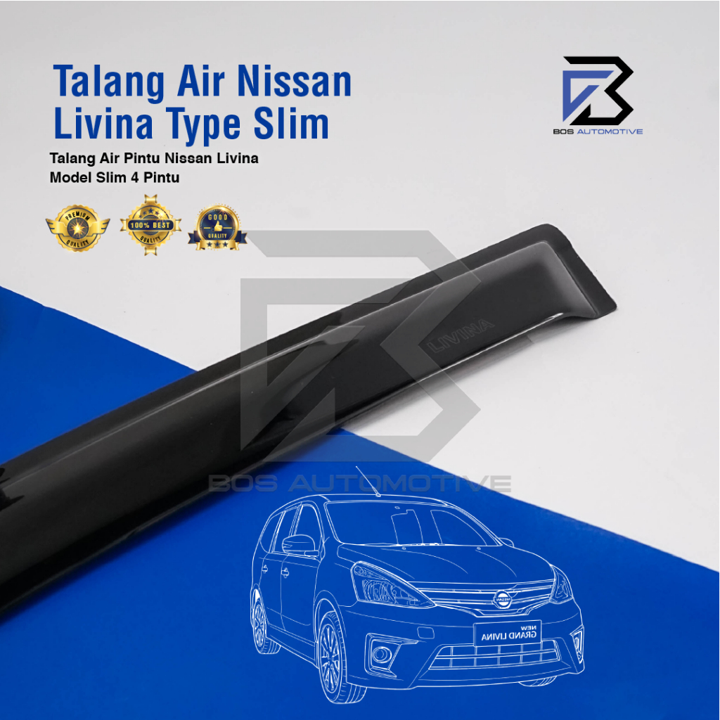Talang Air Pintu Mobil Nissan Grand Livina 2007 - 2018 Model Slim 4 Pintu