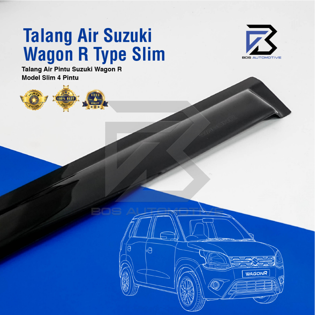 Talang Air Pintu Mobil Suzuki Wagon R 2013 - 2021 Model Slim 4 Pintu
