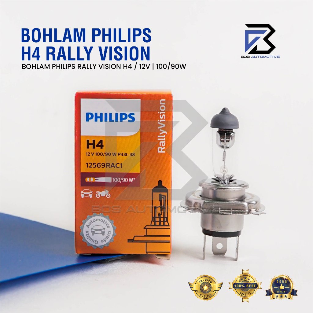 BOHLAM PHILIPS LAMPU HEADLAMP MOBIL H4 100/90 WATT 12V