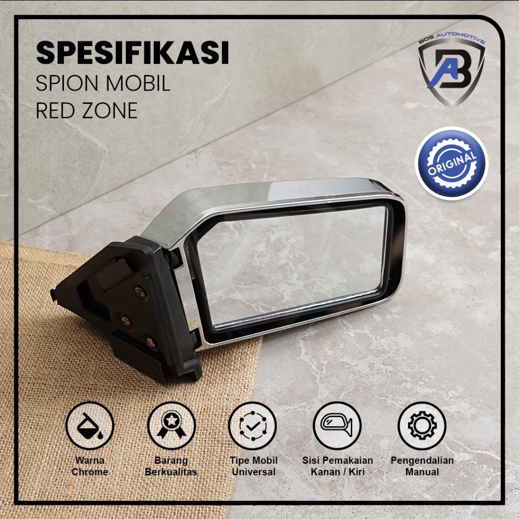 SPION MOBIL RED ZONE HITAM - CHROME MANUAL UNIVERSAL HIGH QUALITY - foto-produk-1