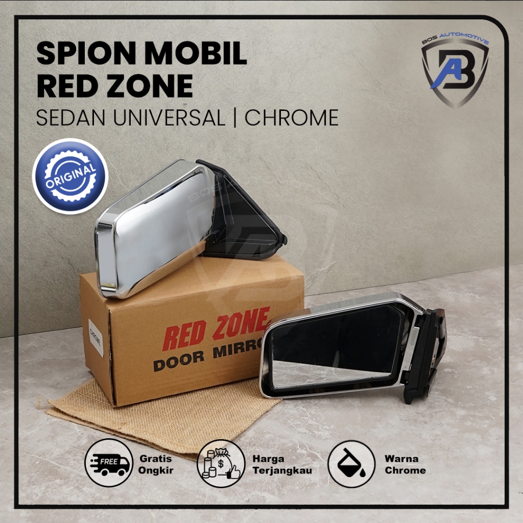 SPION MOBIL RED ZONE HITAM - CHROME MANUAL UNIVERSAL HIGH QUALITY - foto-sampul