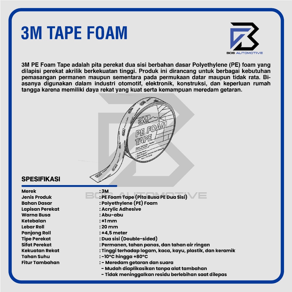 Double Tape PE Foam 3M 20MM x 4.5M Tape Busa Lem Bolak Balik - foto-produk-2