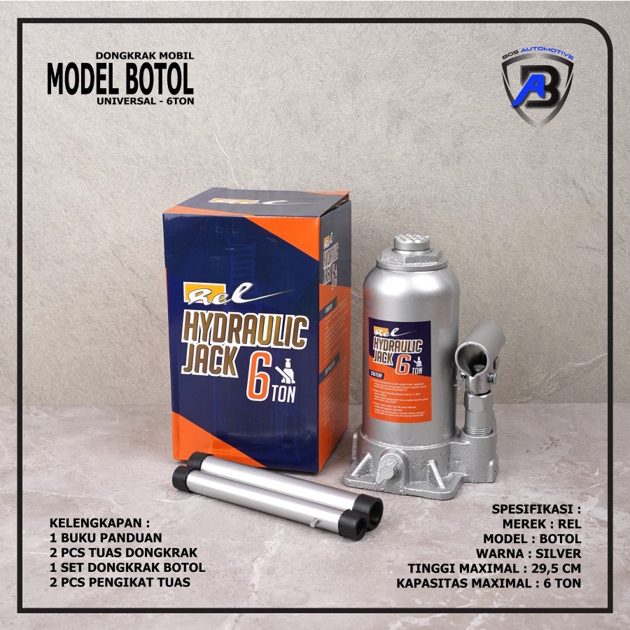 Dongkrak Mobil Model Botol REL Hidrolik / Hydraulic Jack 2 Ton / 4 Ton / 6 Ton / 8 Ton - foto-sampul