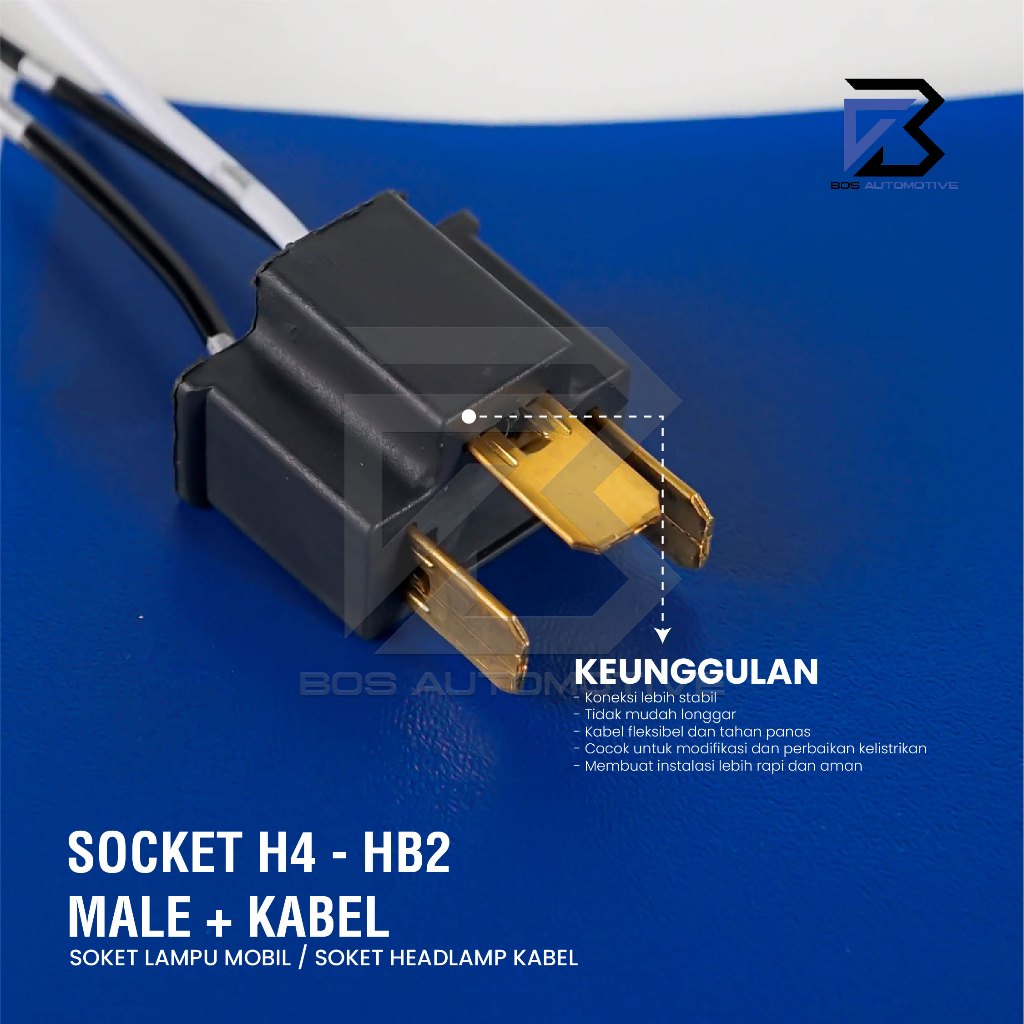 Socket Seal Beam H4 Male / Soket Bohlam Lampu Mobil Motor H4 Cowok Universal - foto-produk-3
