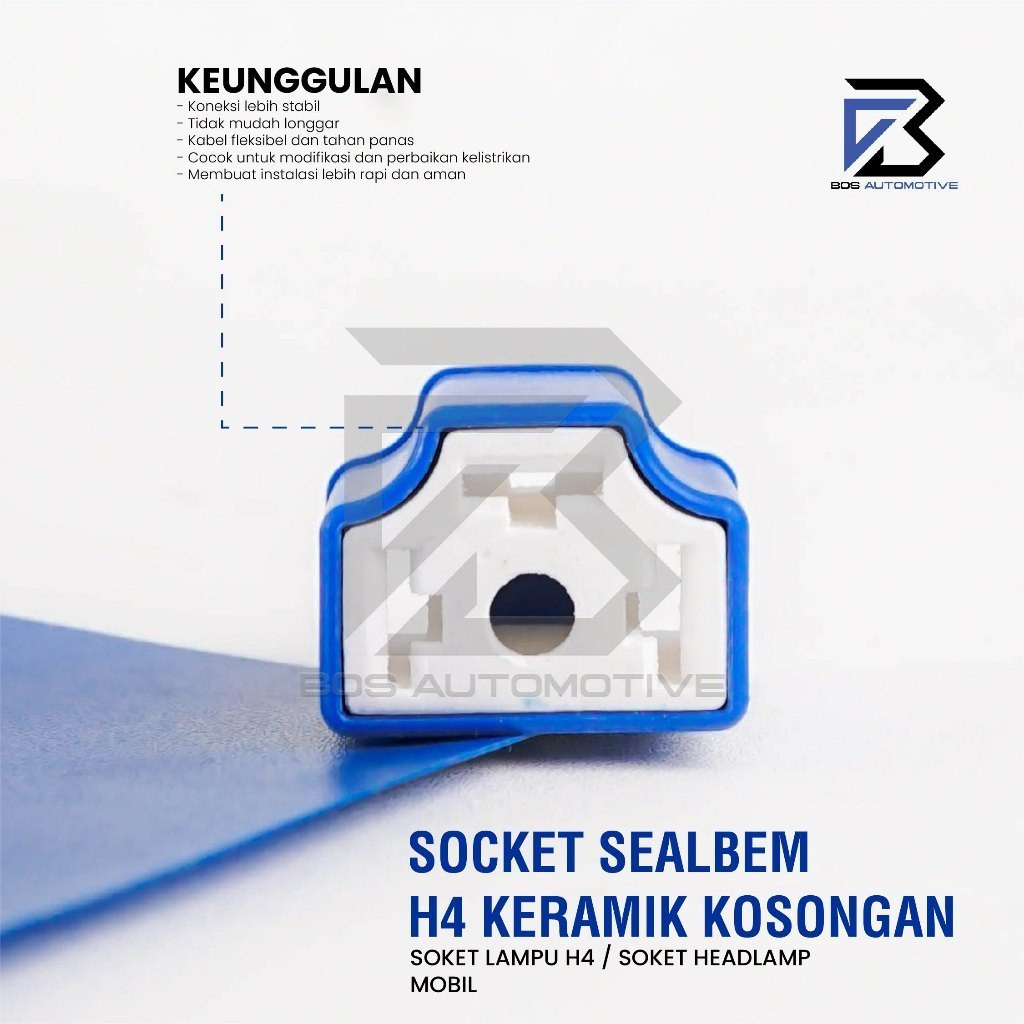 Socket Seal Beam Ceramic / Soket Sealbeam Bohlam H4 / Rumah Lampu Mobil Motor H4 Keramik (KOSONGAN) - foto-produk-3