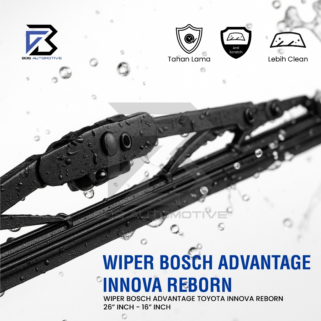 Wiper Blade BOSCH Advantage Besi Kipas Kaca Depan Mobil TOYOTA INNOVA REBORN 2015 - 2022 Frame Hook 26" - 16" Inch Original - foto-produk-1