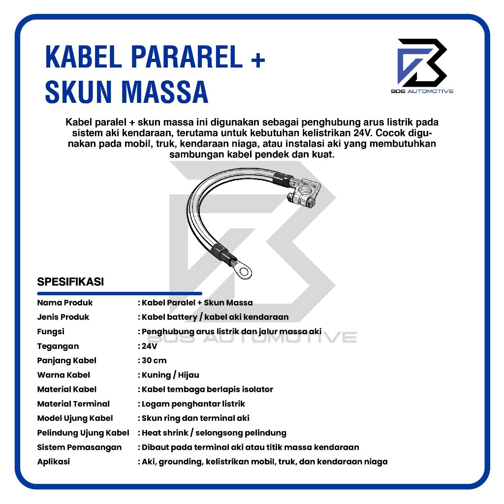 Kabel Paralel Aki / Seri / Accu / Massa Untuk Mobil 12V & Truk 24V Panjang 30 CM 35MM + Penutup - foto-produk-2