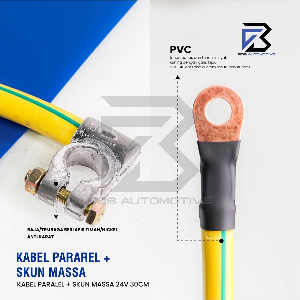 Kabel Paralel Aki / Seri / Accu / Massa Untuk Mobil 12V & Truk 24V Panjang 30 CM 35MM + Penutup - foto-produk-3