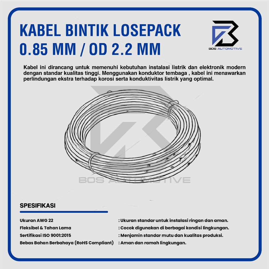 Kabel Bintik AVSS 0.85MM x 10M Kabel Otomotif Body Mobil Motor Serabut Tembaga - foto-produk-2