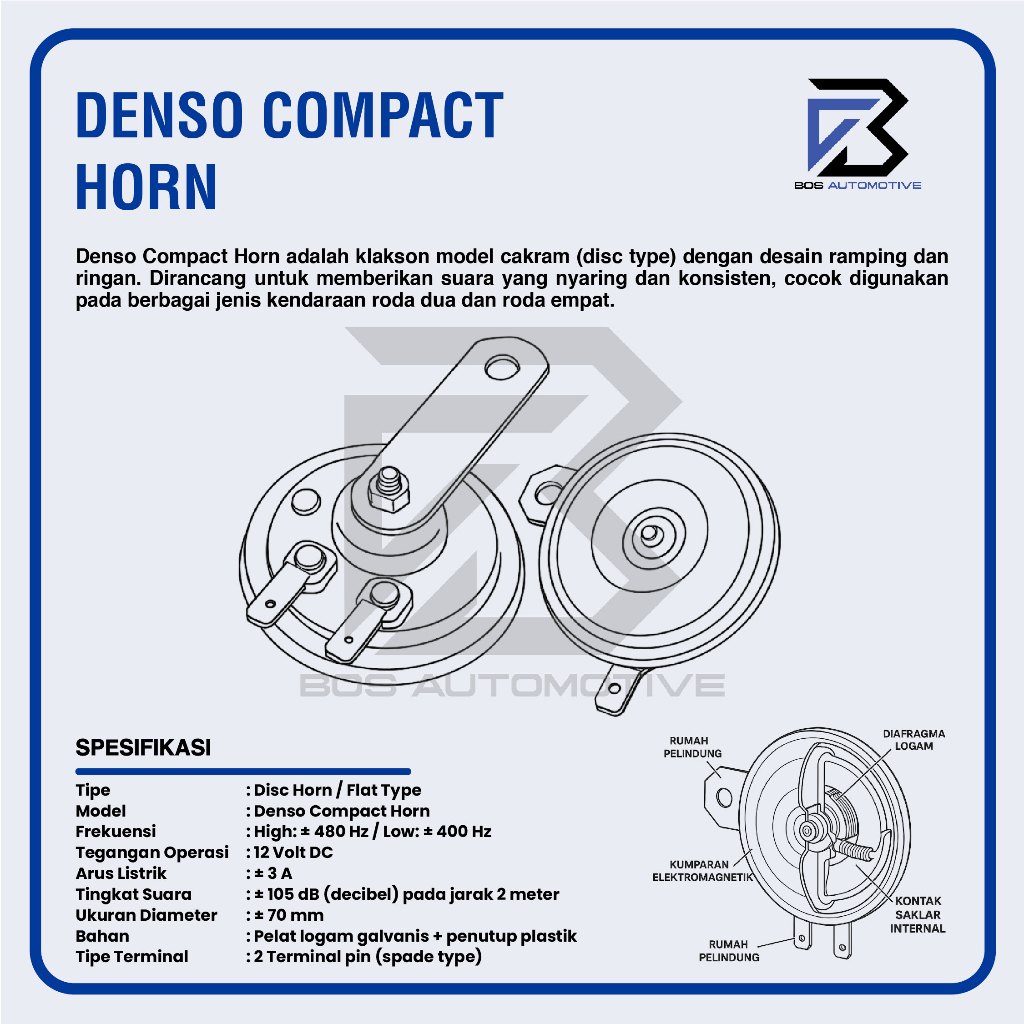 Klakson Keong Mobil Motor DENSO Disc Standard 12v Original - foto-produk-2