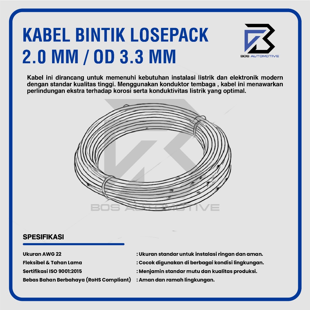 Kabel Bintik AVSS 2MM x 20M Kabel Otomotif Body Mobil Motor Serabut Tembaga - foto-produk-2
