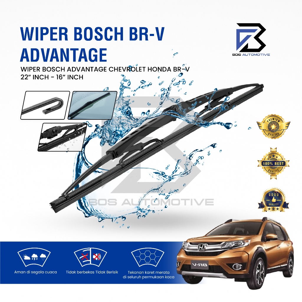 Wiper Blade BOSCH Advantage Besi Kipas Kaca Depan Mobil Frame Hook 22" - 16" Inch - foto-variasi-1
