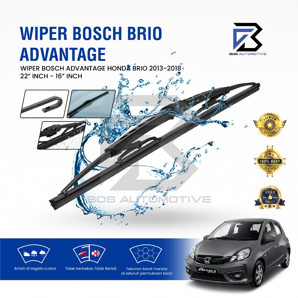 Wiper Blade BOSCH Advantage Besi Kipas Kaca Depan Mobil Frame Hook 22" - 16" Inch - foto-variasi-2