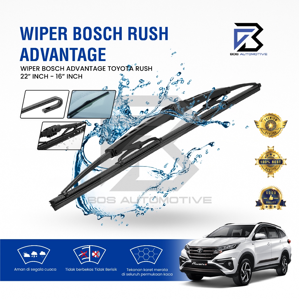 Wiper Blade BOSCH Advantage Besi Kipas Kaca Depan Mobil Frame Hook 22" - 16" Inch - foto-variasi-4