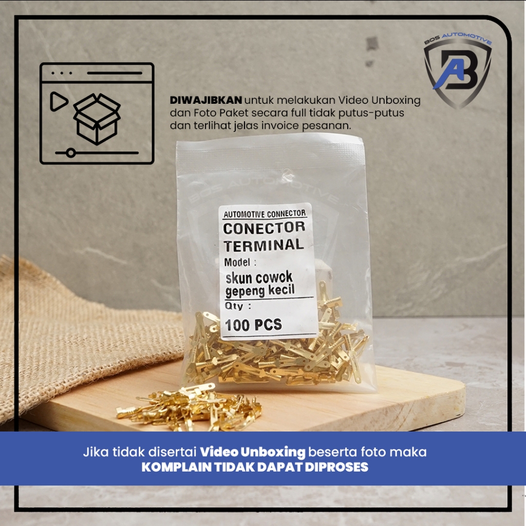Terminal Skun Gepeng Cowok Kecil Konektor Kabel Male Mini Berkualitas (LOSSE PACK) - foto-produk-3