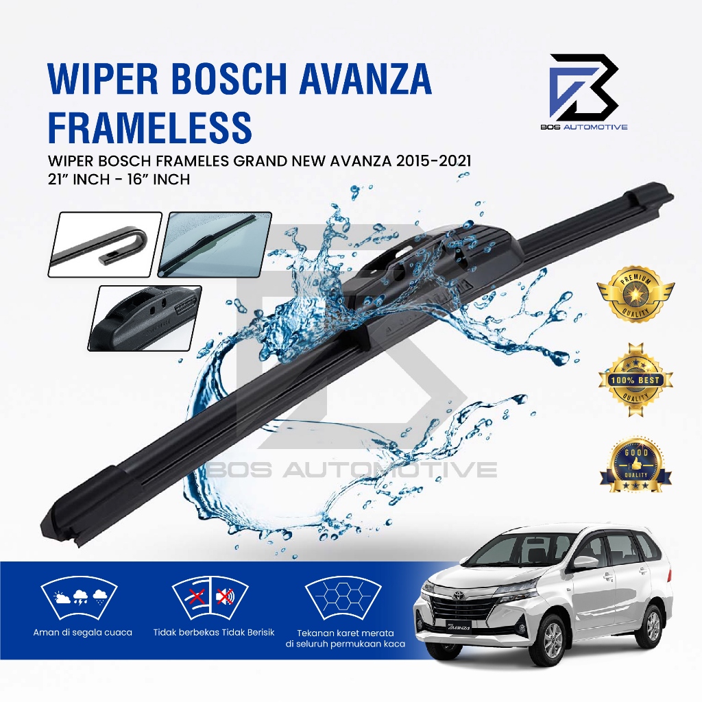 Wiper Blade BOSCH Advantage Besi Kipas Kaca Depan Mobil TOYOTA GRAND NEW AVANZA - DAIHATSU GREAT NEW XENIA 2015 - 2021 Frame Hook 21" - 16" Inch Original - foto-variasi-3