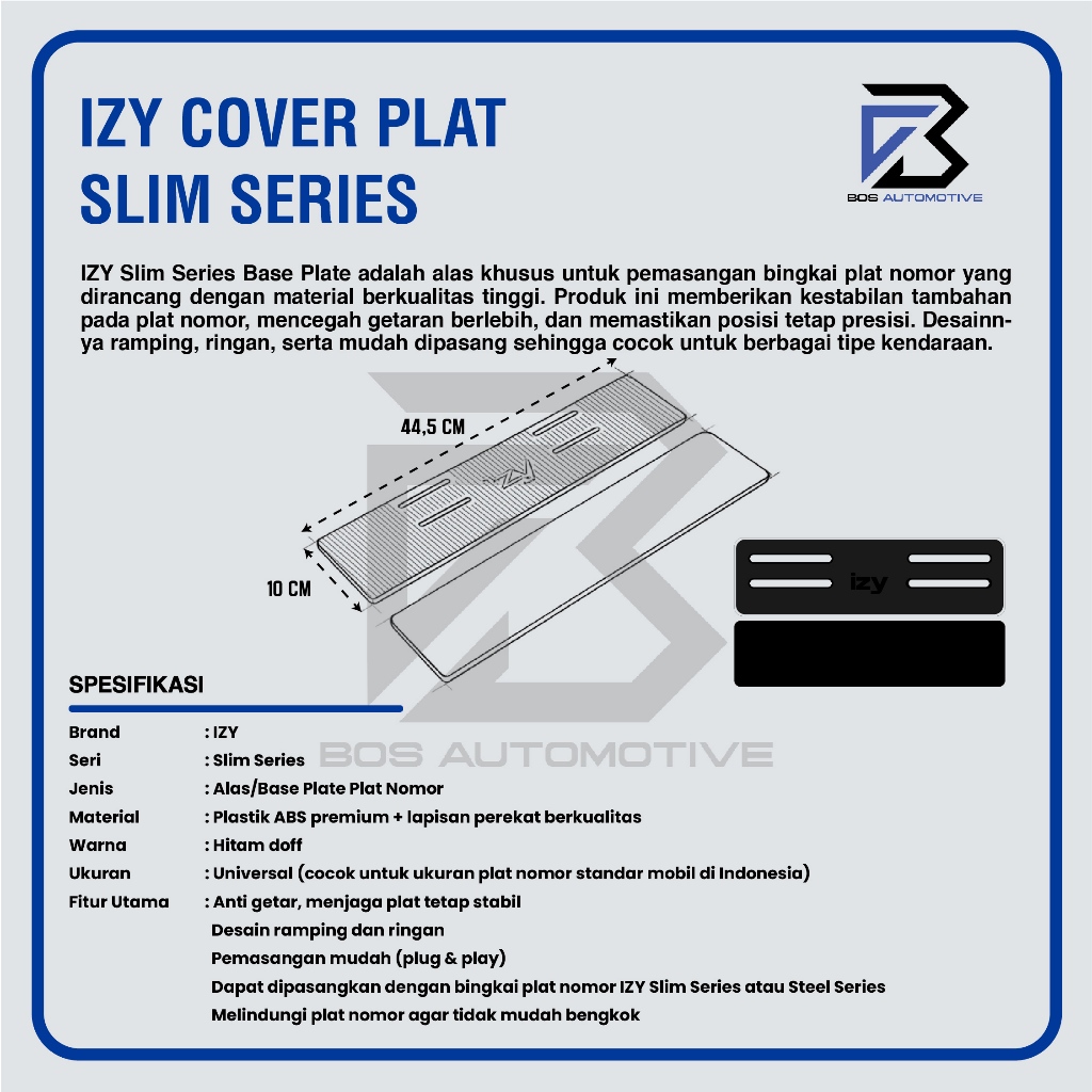 IZY Cover / Dudukan / Tempat / Frame / Breket / Bingkai / Rumah / Tatakan Plat Nomor Mobil Model Extra Slim - foto-produk-5