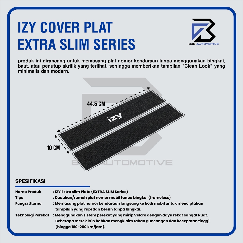 IZY Cover / Dudukan / Tempat / Frame / Breket / Bingkai / Rumah / Tatakan Plat Nomor Mobil Model Extra Slim - foto-produk-6