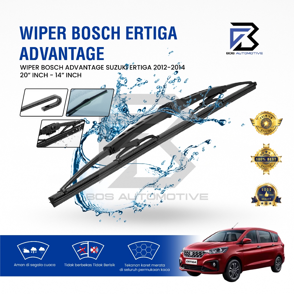 Wiper Blade BOSCH Advantage Besi Kipas Kaca Depan Mobil SUZUKI ERTIGA Frame Hook 21" - 14" Inch Original - foto-sampul