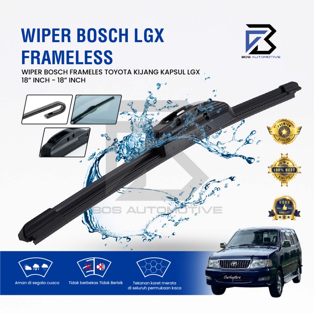 Wiper Blade BOSCH Advantage Besi Kipas Kaca Depan Mobil TOYOTA KIJANG KAPSUL LGX Frame Hook 18" - 18" Inch Original - foto-variasi-2