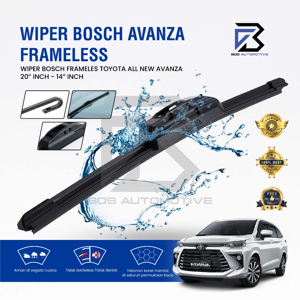 Wiper Blade BOSCH Advantage Besi Kipas Kaca Depan Mobil TOYOTA ALL NEW AVANZA - DAIHATSU ALL NEW XENIA 2012 - 2014 Frame Hook 21" - 14" Inch Original - foto-variasi-3