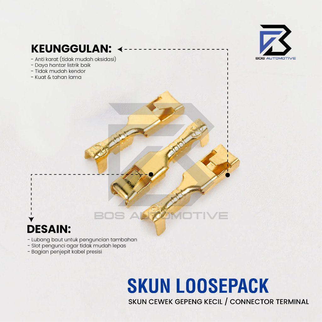 Terminal Skun Gepeng  Cewek Kecil Konektor Kabel Female Mini Berkualitas (LOSSE PACK) - foto-produk-3