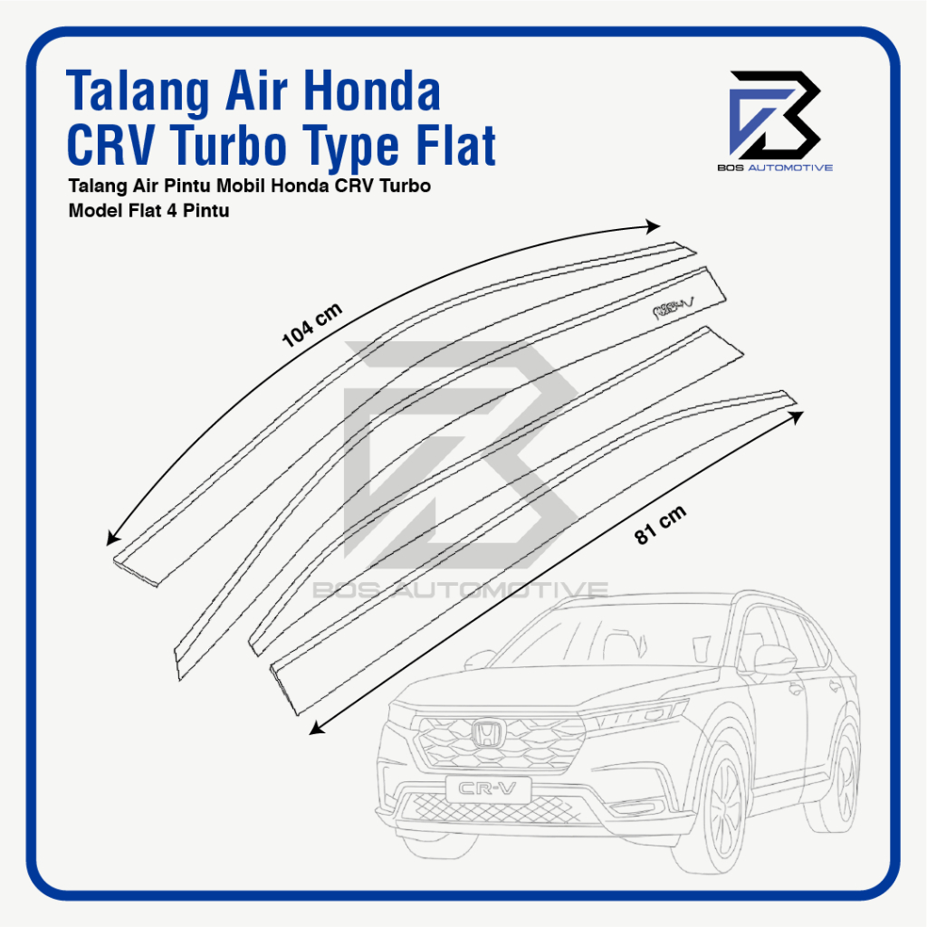 Talang Air Pintu Mobil Honda CRV Turbo  2017 â€“ 2022 Model Flat Rata 4 Pintu - foto-produk-2