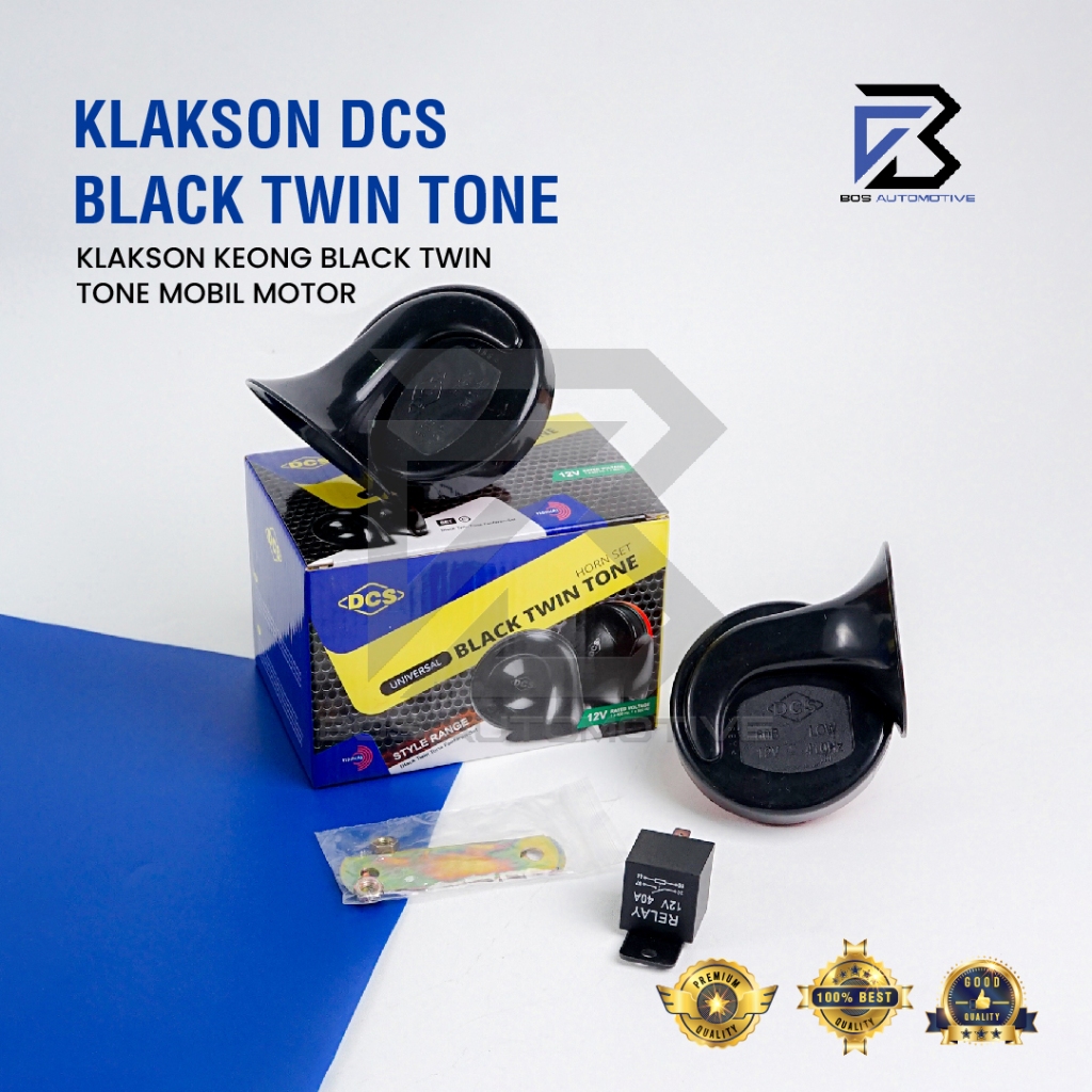 Klakson Keong Mobil Motor DCS Keong Black Twin Tone dengan Kabel Relay Set Klakson 12v