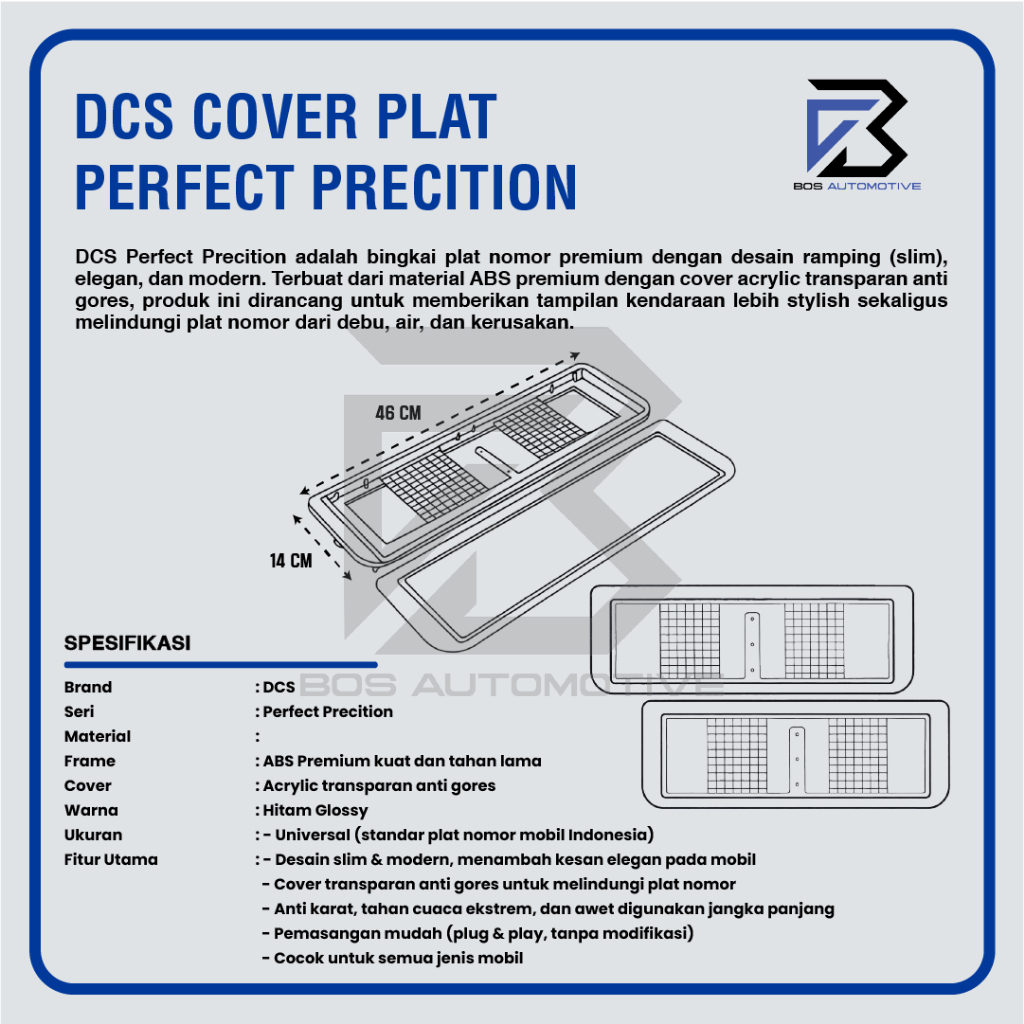[DCS] Cover / Frame / Dudukan / Tempat / Breket / Bingkai / Tatakan / Plat Nomor Mobil Model Slim Fit - foto-produk-2