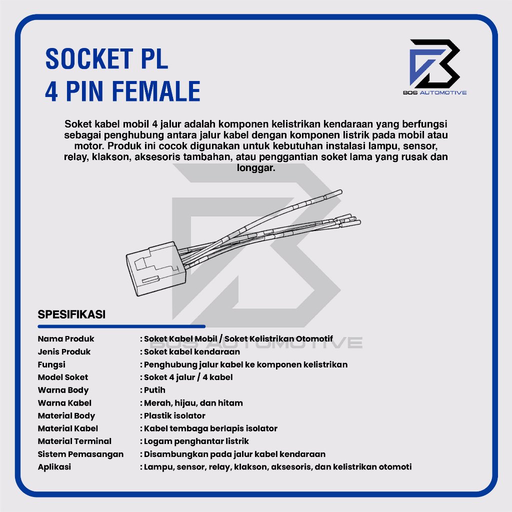 Soket Sambung 4 Pin Besar Socket Sambungan Kabel Konektor Mobil Motor - foto-produk-2