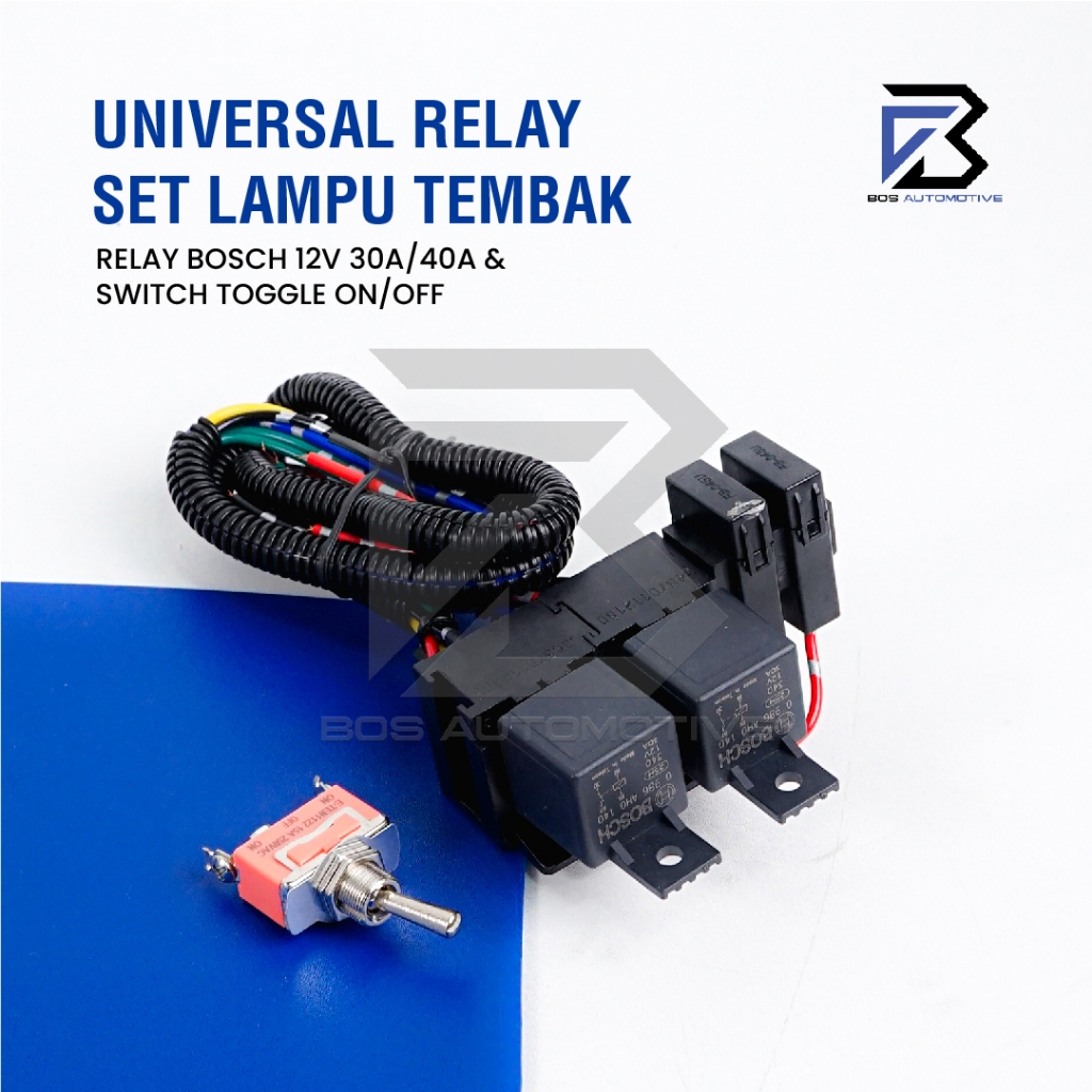 Kabel Relay Set Lampu Foglamp Tembak Mobil Motor Dengan Relay Bosch 2 Mode High Low 12v - foto-produk-3