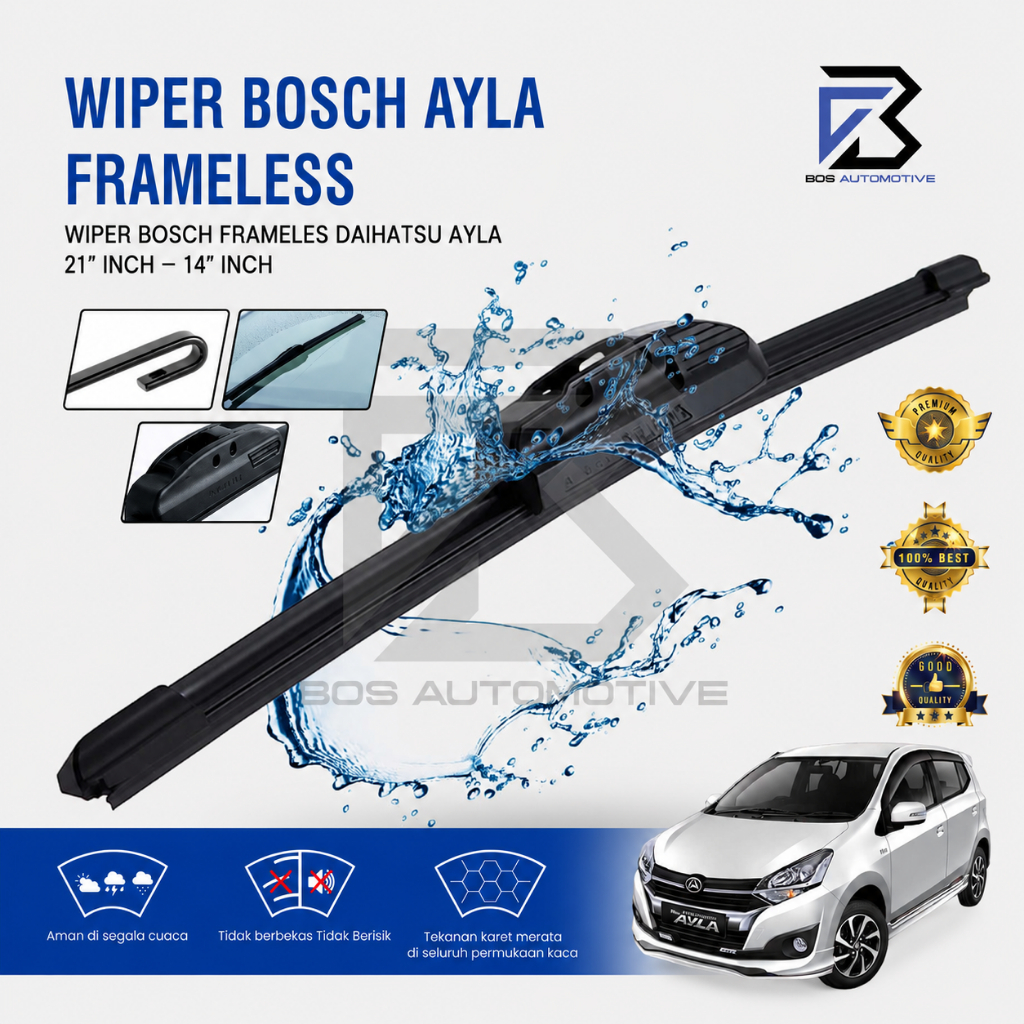 Wiper Blade Bosch Clear Frameless / Karet / Mobil Universal / Frame Hook 21" â€“ 14â€ Inch - foto-variasi-3