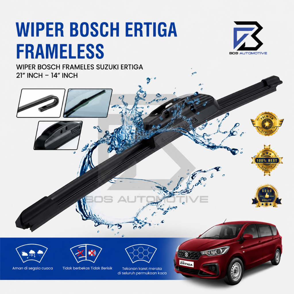 Wiper Blade Bosch Clear Frameless / Karet / Mobil Universal / Frame Hook 21" â€“ 14â€ Inch - foto-variasi-4
