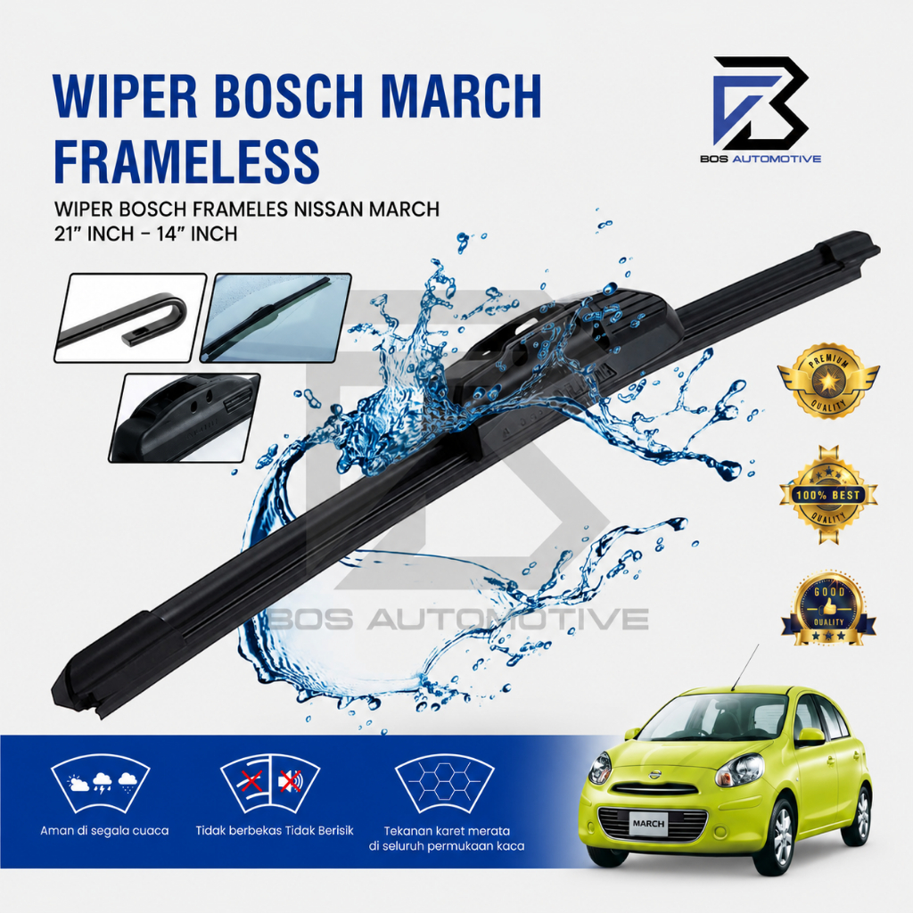Wiper Blade Bosch Clear Frameless / Karet / Mobil Universal / Frame Hook 21" â€“ 14â€ Inch - foto-variasi-6