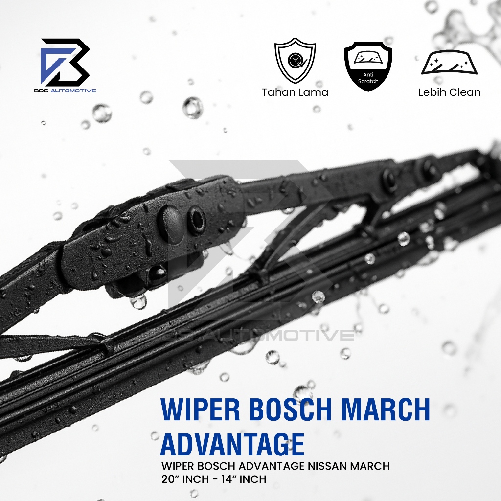 Wiper Blade BOSCH Advantage Besi Kipas Kaca Depan Mobil NISSAN MARCH Frame Hook 21" - 14" Inch Original - foto-produk-1