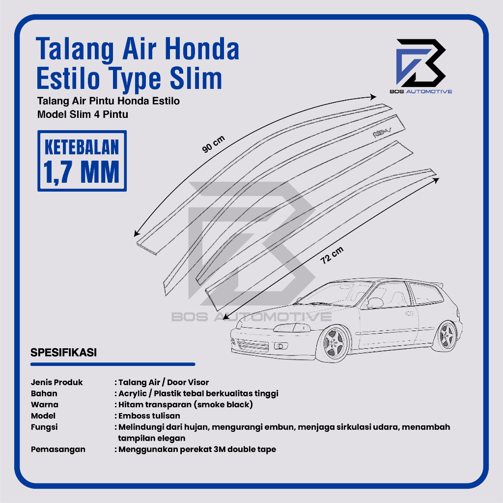Talang Air Pintu Mobil Karimun Estilo 2010 â€“ 2012 Model Slim 4 Pintu - foto-produk-2