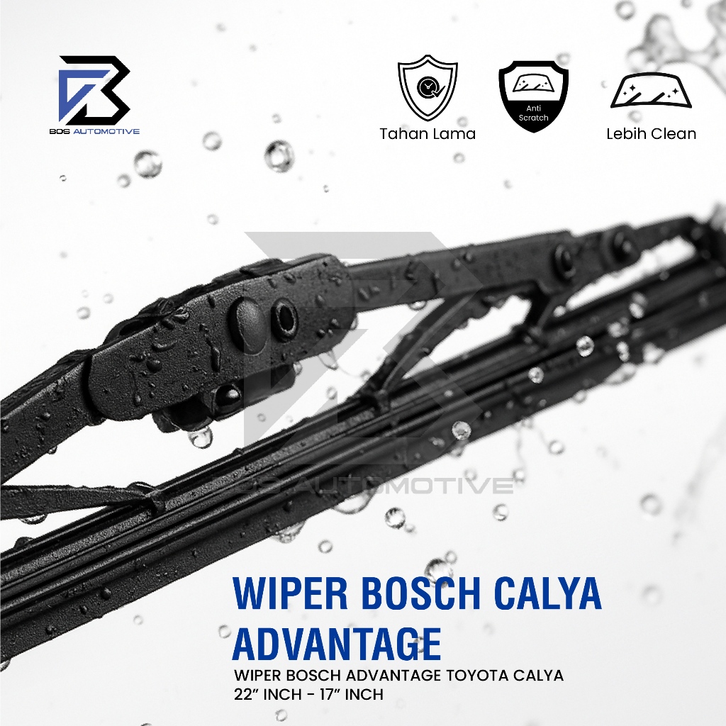 Wiper Blade BOSCH Advantage Besi Kipas Kaca Depan Mobil TOYOTA CALYA - DAIHATSU SIGRA Frame Hook 22" - 17" Inch Original - foto-produk-1